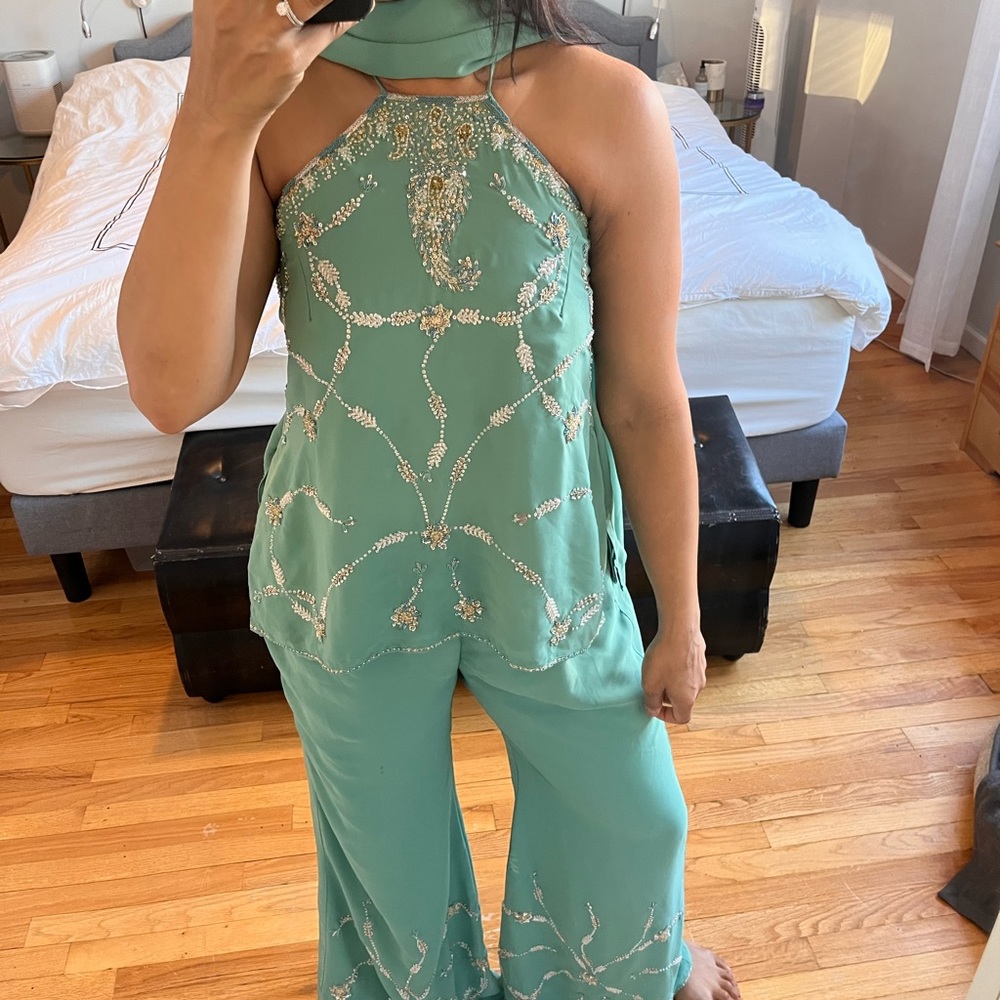 Sage green Indian wedding guest attire